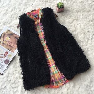 Sam Edelman Black Faux Fur Vest